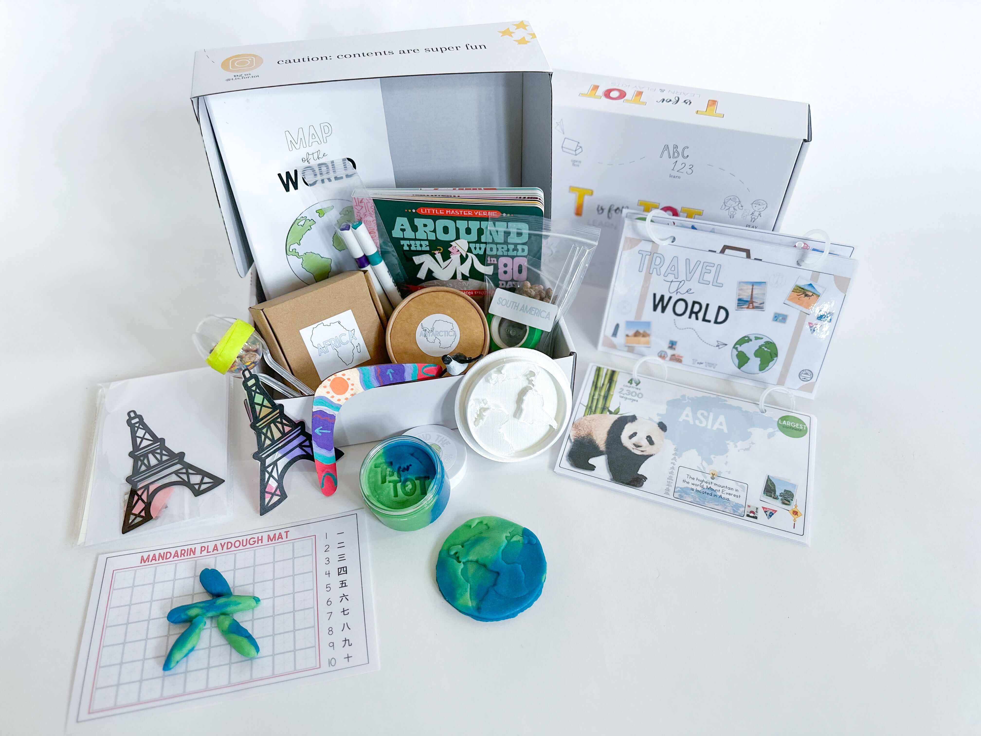 Interactive Around the World play and learn kit for kids. Includes